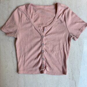 Women's Pink Crop Top Baby Tee